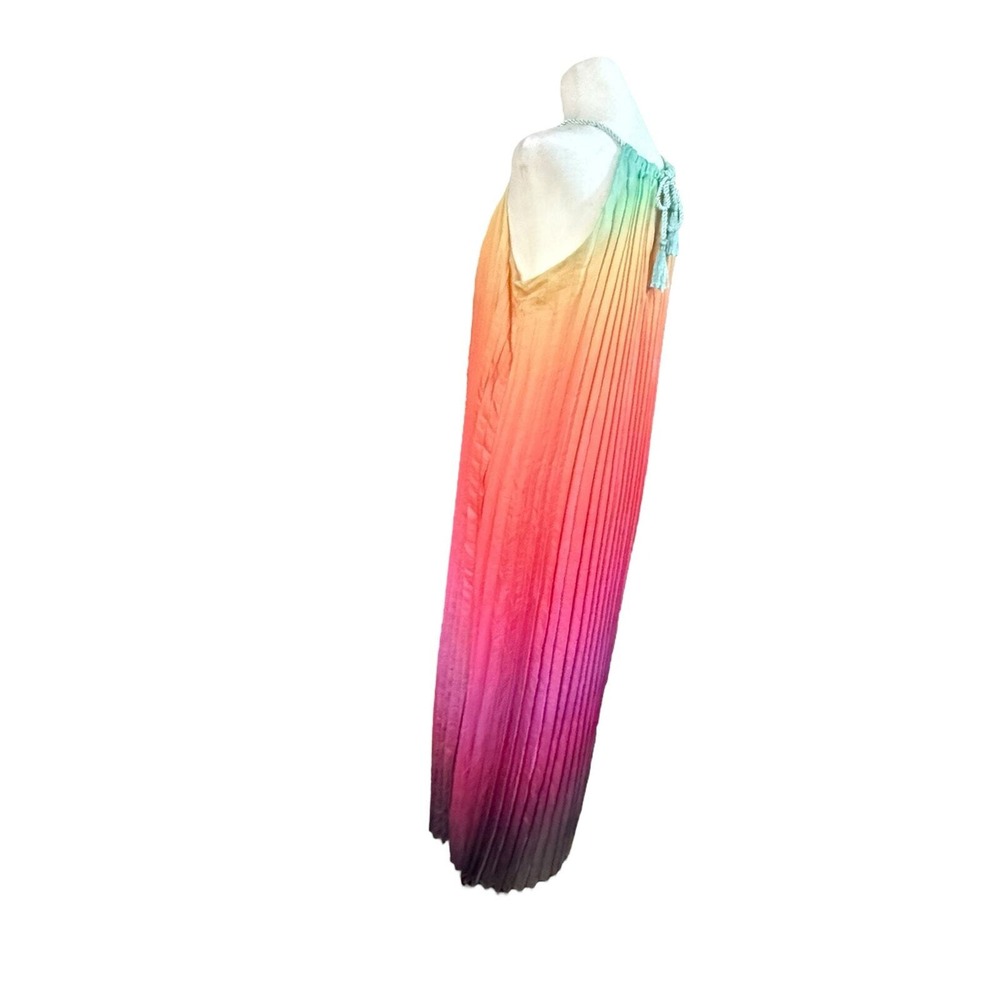 Wedding Guest Dress Women S Pleated Maxi Colorful Maximalist Resort Vacation - Picture 5 of 10